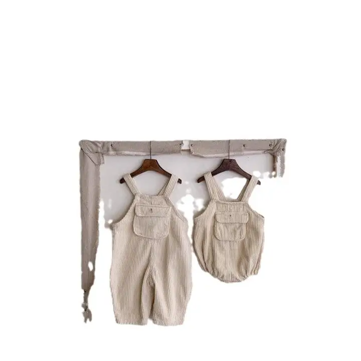 Korean Style Kids Cotton Shorts with Flap Pocket & Suspenders - Image 5