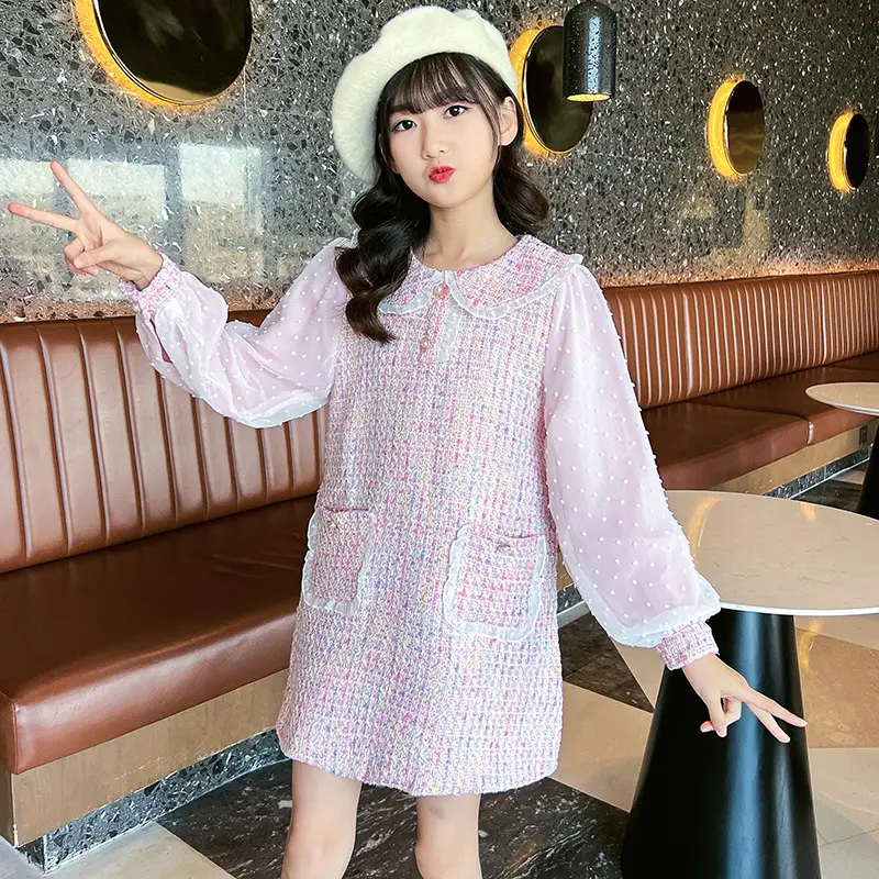 Girls' Cross-Border Skirts with Lace Collar & Chiffon Outerwear - Image 2