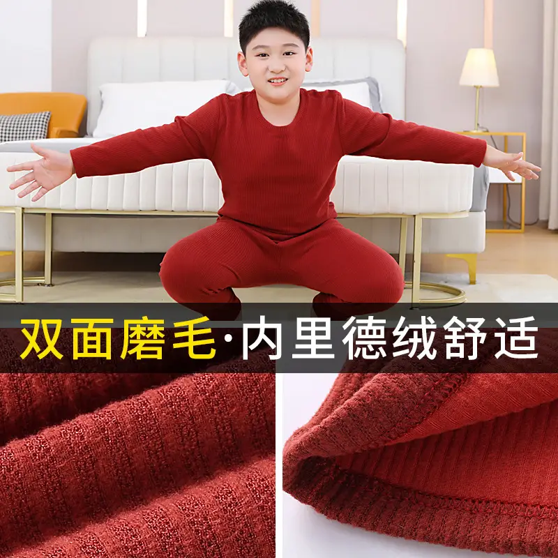 Big Children's Black Velvet Long Sleeve Shirt & Pants Set - Image 3