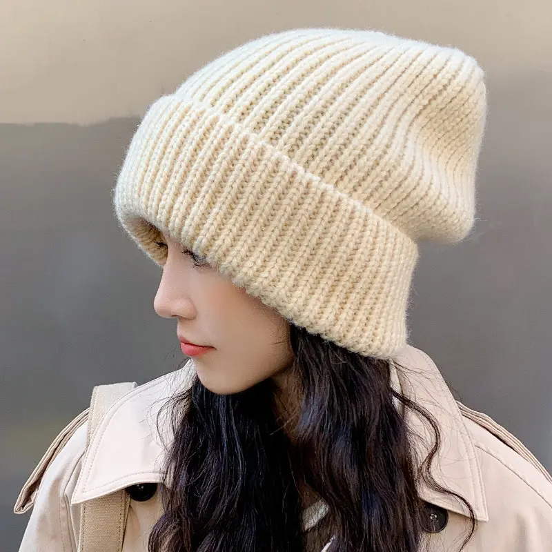 Women Korean-style Knitted Wool Hat Pink - Image 2