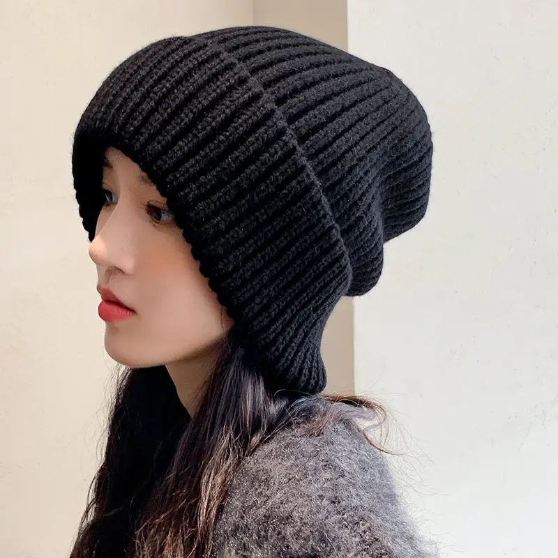 Women Korean-style Knitted Wool Hat Pink - Image 3