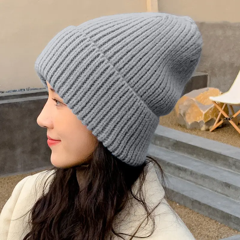 Women Korean-style Knitted Wool Hat Pink - Image 5