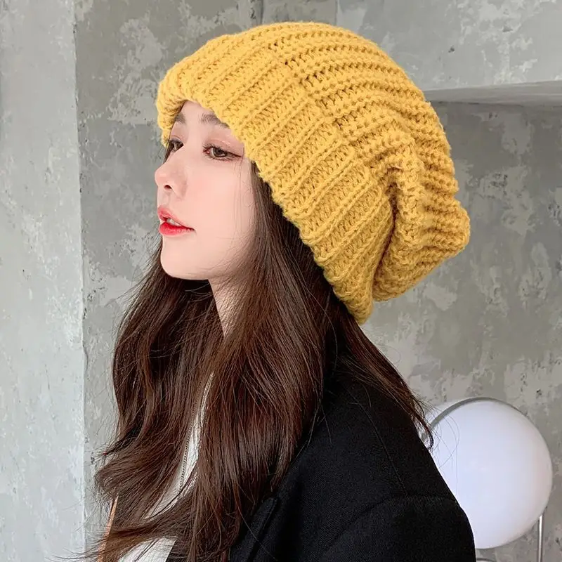 Women Korean-style Knitted Wool Hat Pink - Image 6