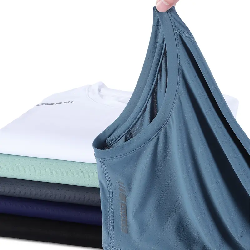 Blue Ice Silk Short Sleeve Crewneck T-Shirt for Men Women Summer