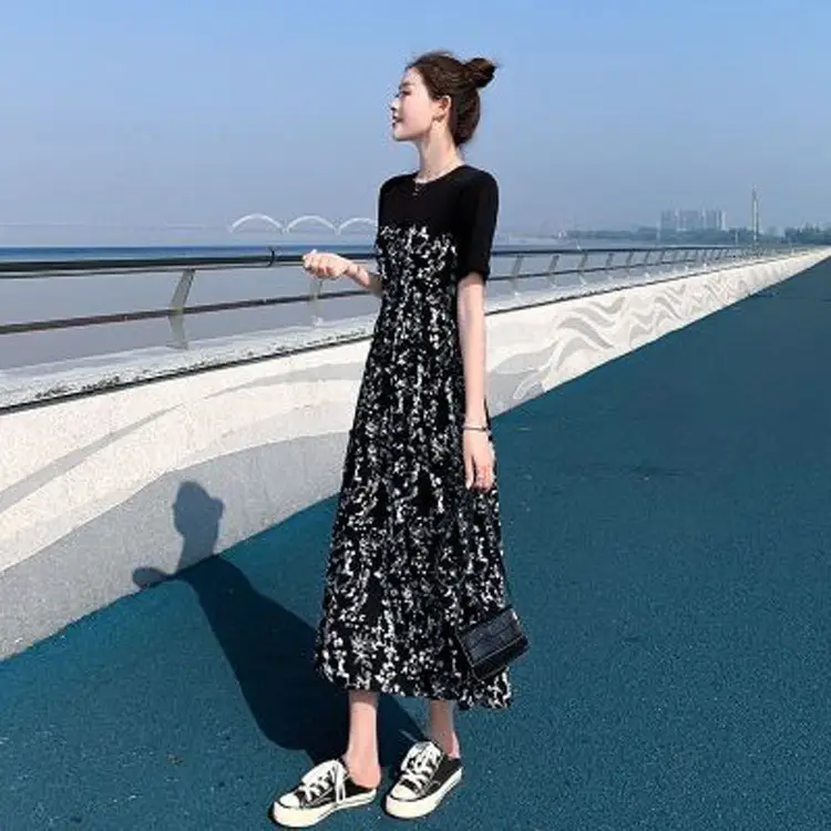 Women Floral Midi Skirt High Waist Slim Fit