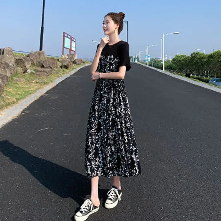 Women Floral Midi Skirt High Waist Slim Fit
