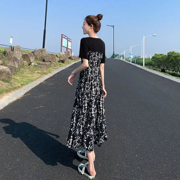 Women Floral Midi Skirt High Waist Slim Fit