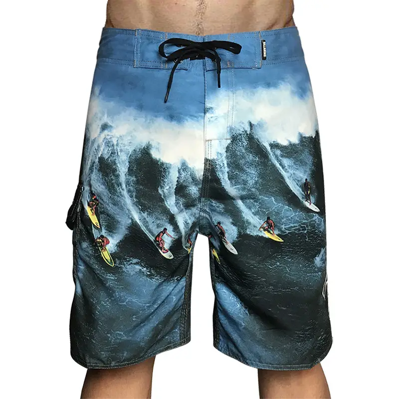 2023 Summer Men's Blue Striped Beach Shorts - Image 9