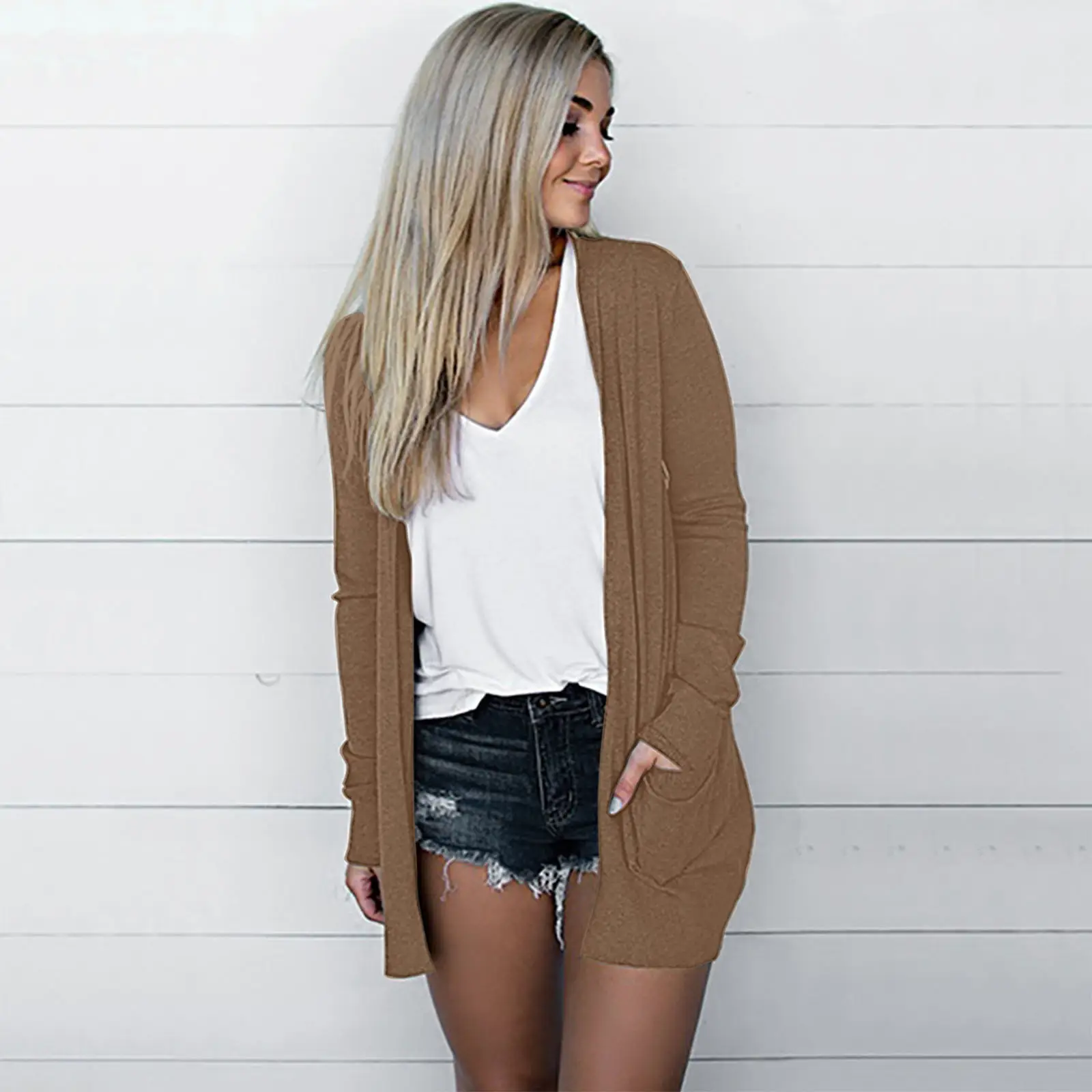 2022 Green Long Sleeve Knitted Cardigan Jacket for Women Large - Image 10