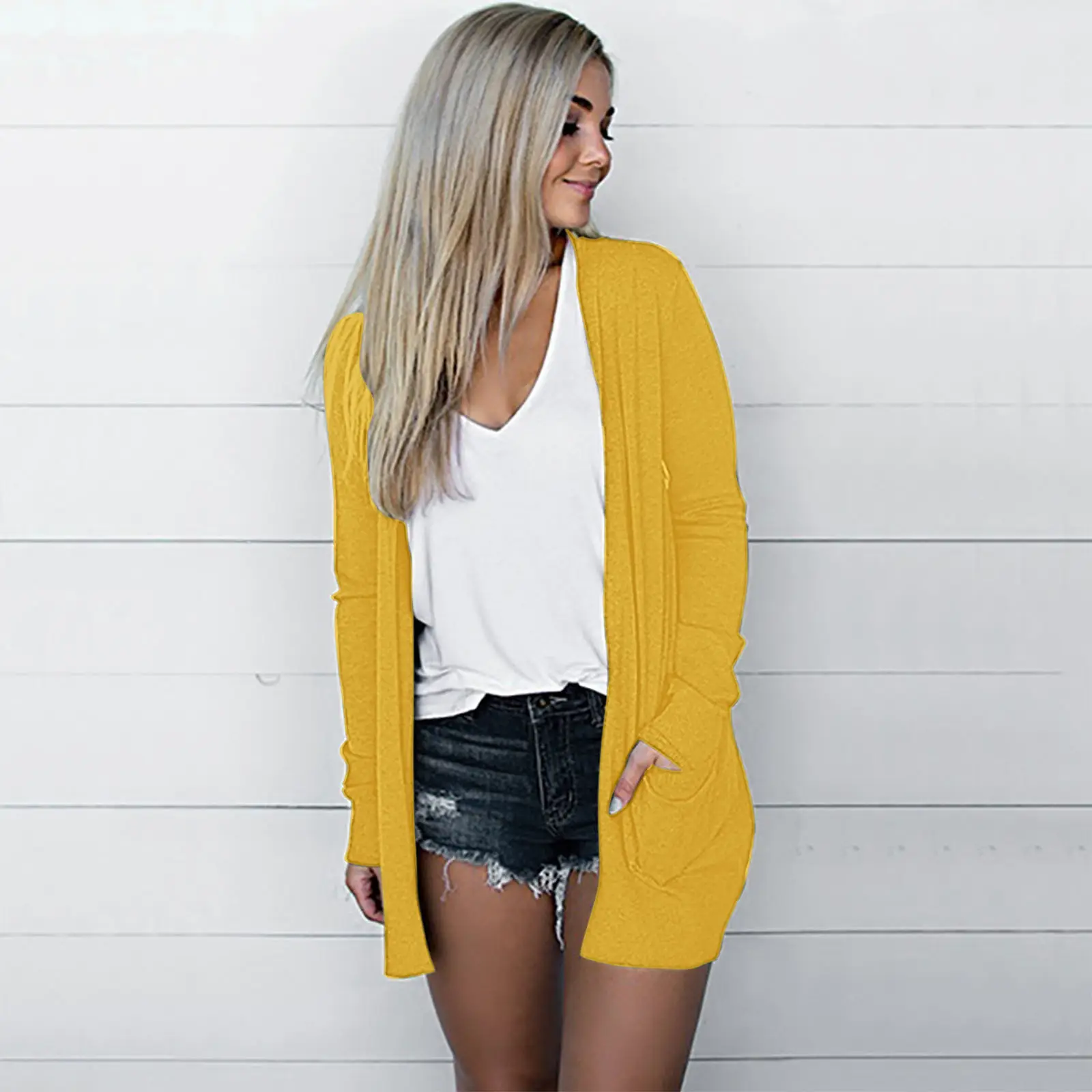 2022 Green Long Sleeve Knitted Cardigan Jacket for Women Large - Image 11
