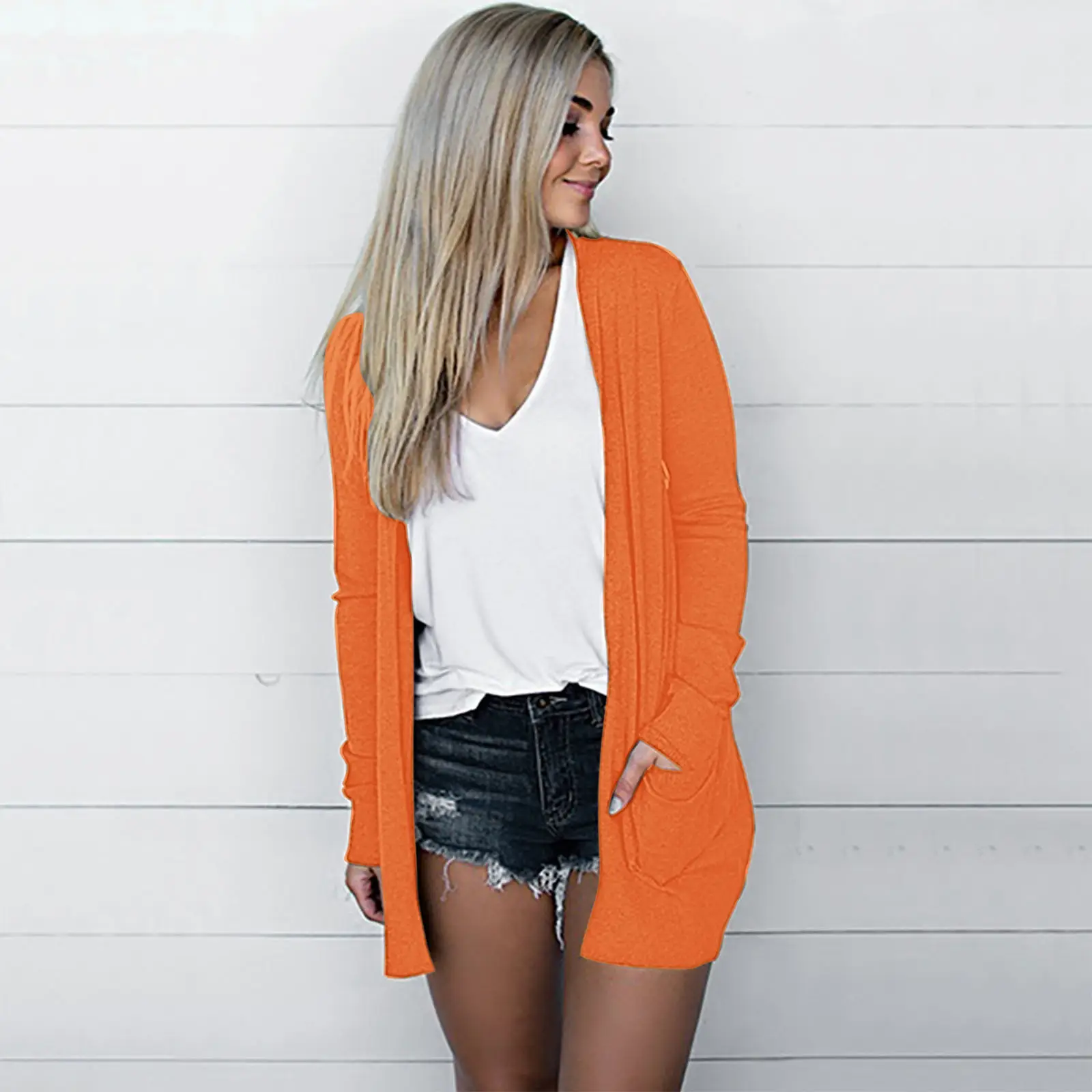 2022 Green Long Sleeve Knitted Cardigan Jacket for Women Large - Image 12