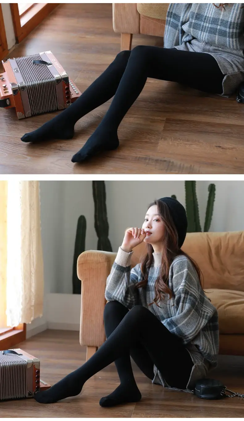 Women Fleece Lined Leggings Black Gray Winter Warm — feature 13