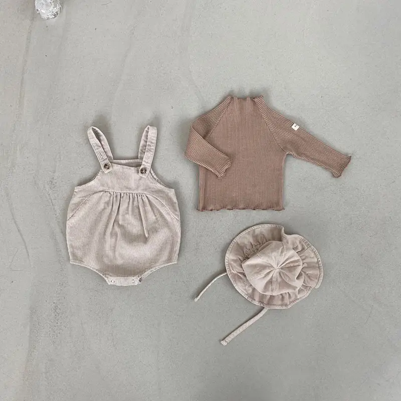 Korean Style Cotton Turtleneck Baby Shirt Brown - Image 6