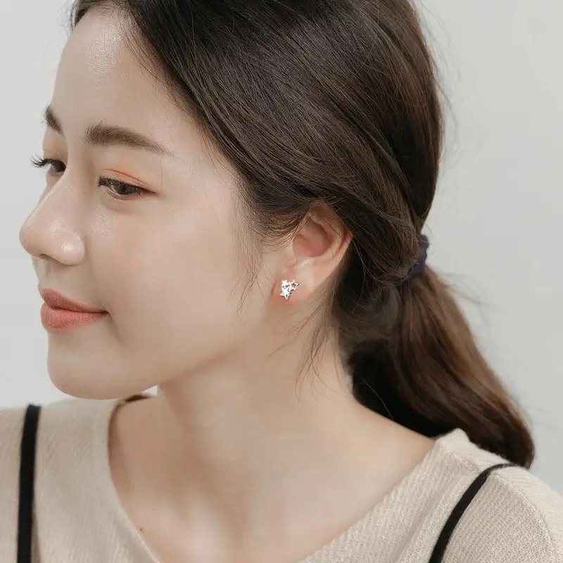 S999 Silver Star Earrings for Women