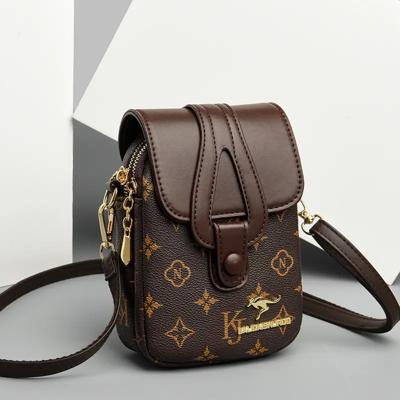 Mobile Phone Bag Brown Leather Crossbody Shoulder - Image 7
