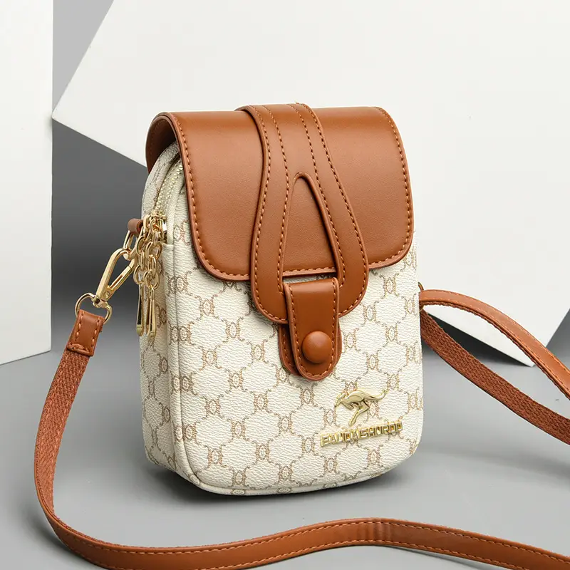 Mobile Phone Bag Brown Leather Crossbody Shoulder - Image 8