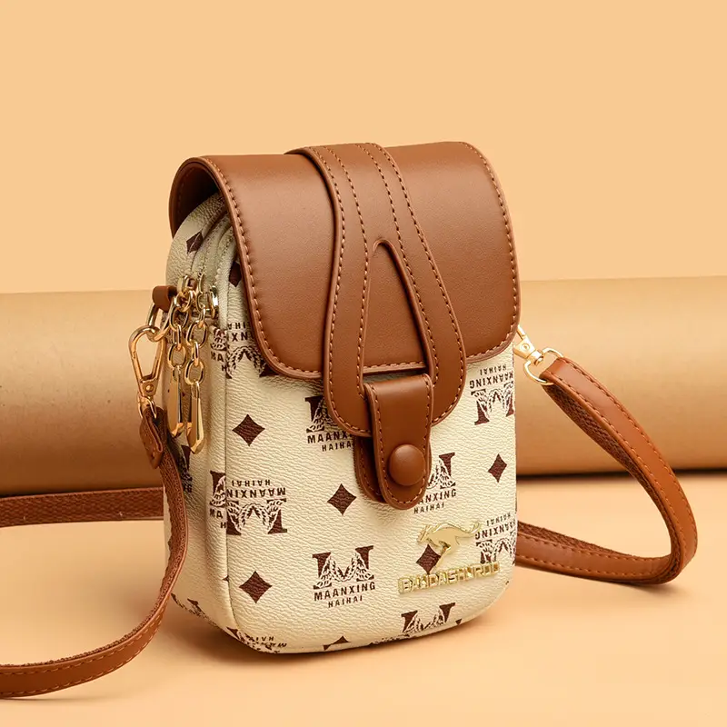 Mobile Phone Bag Brown Leather Crossbody Shoulder - Image 9
