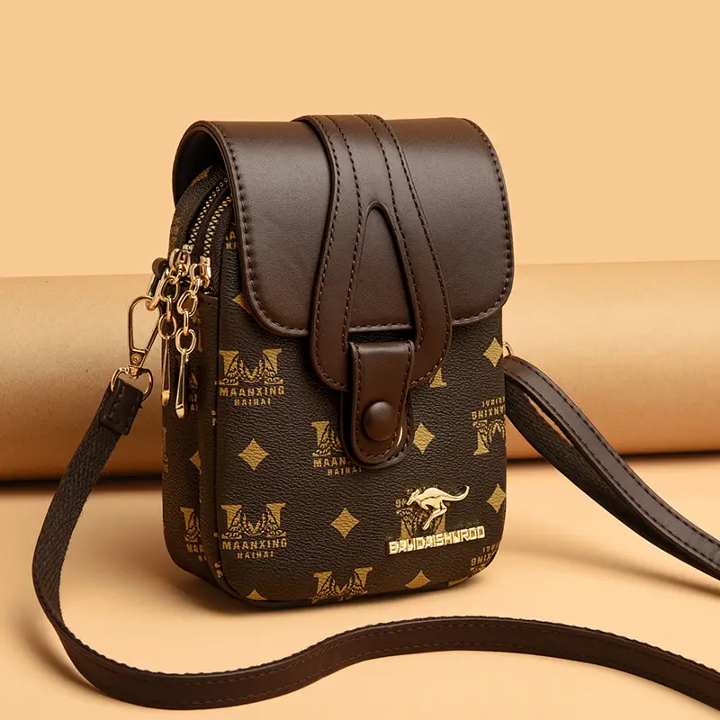Mobile Phone Bag Brown Leather Crossbody Shoulder - Image 10