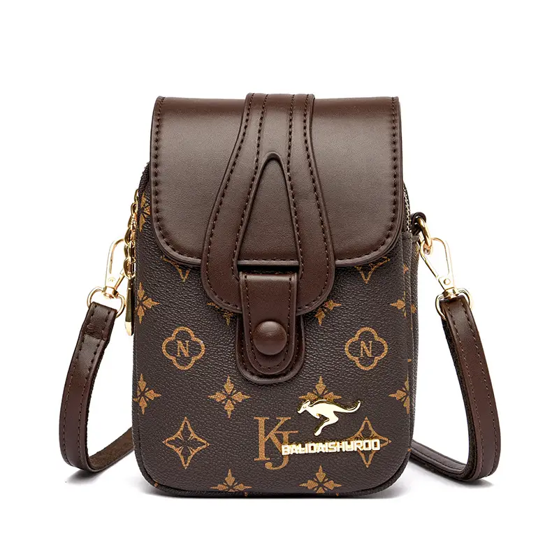 Mobile Phone Bag Brown Leather Crossbody Shoulder - Image 3