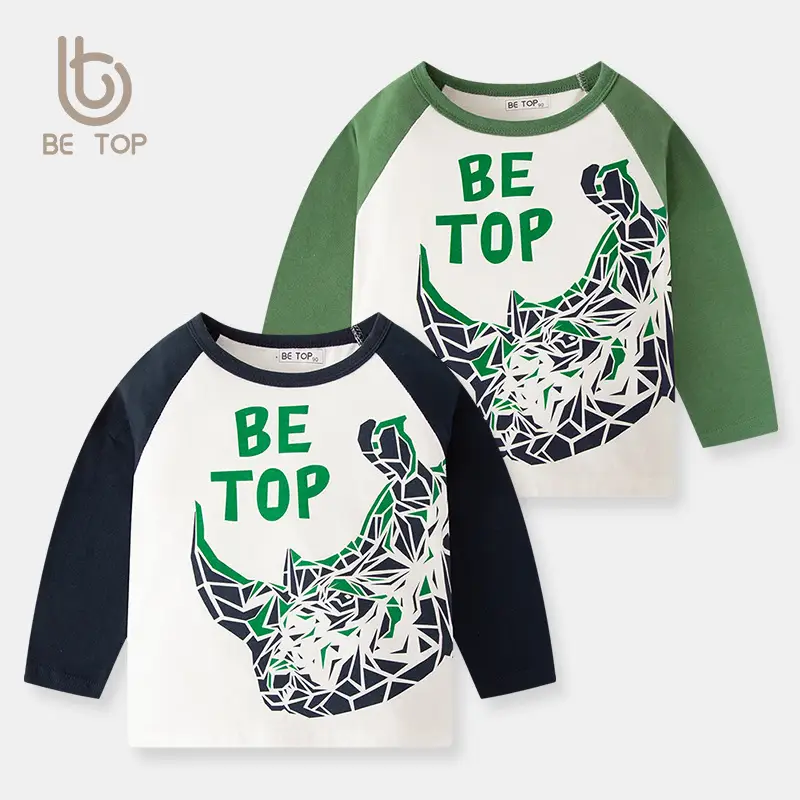 2026 Kids Long Sleeve T-Shirt Green White Cartoon Graphic
