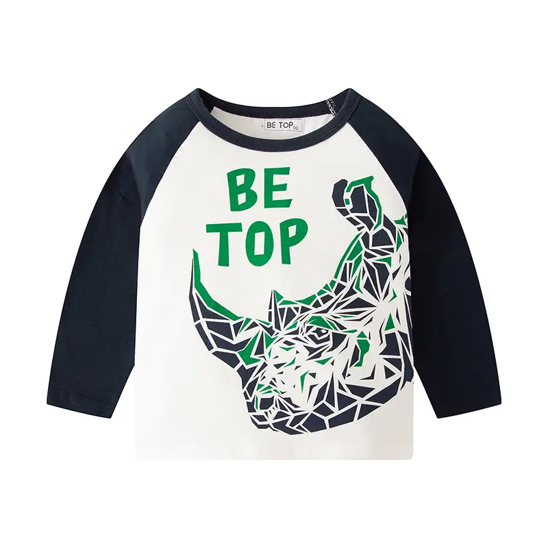 2026 Kids Long Sleeve T-Shirt Green White Cartoon Graphic