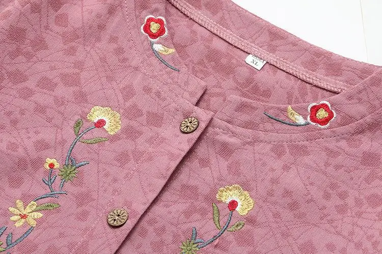 Pink Embroidered Cotton Mother's Cardigan Set — feature 12
