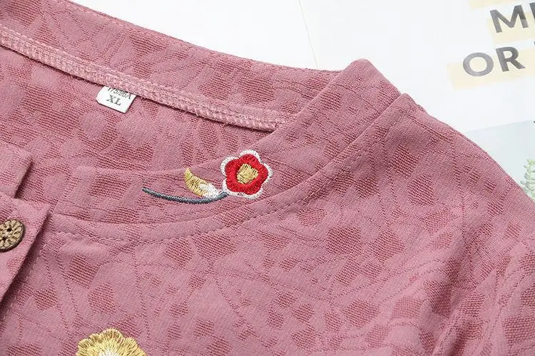 Pink Embroidered Cotton Mother's Cardigan Set — feature 14