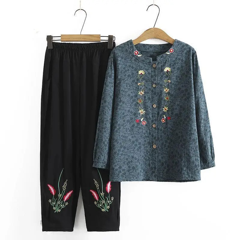 Pink Embroidered Cotton Mother's Cardigan Set — feature 5