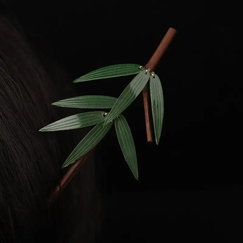 Bamboo Leaf Hairpin for Women Antique Hanfu Accessories - Image 2