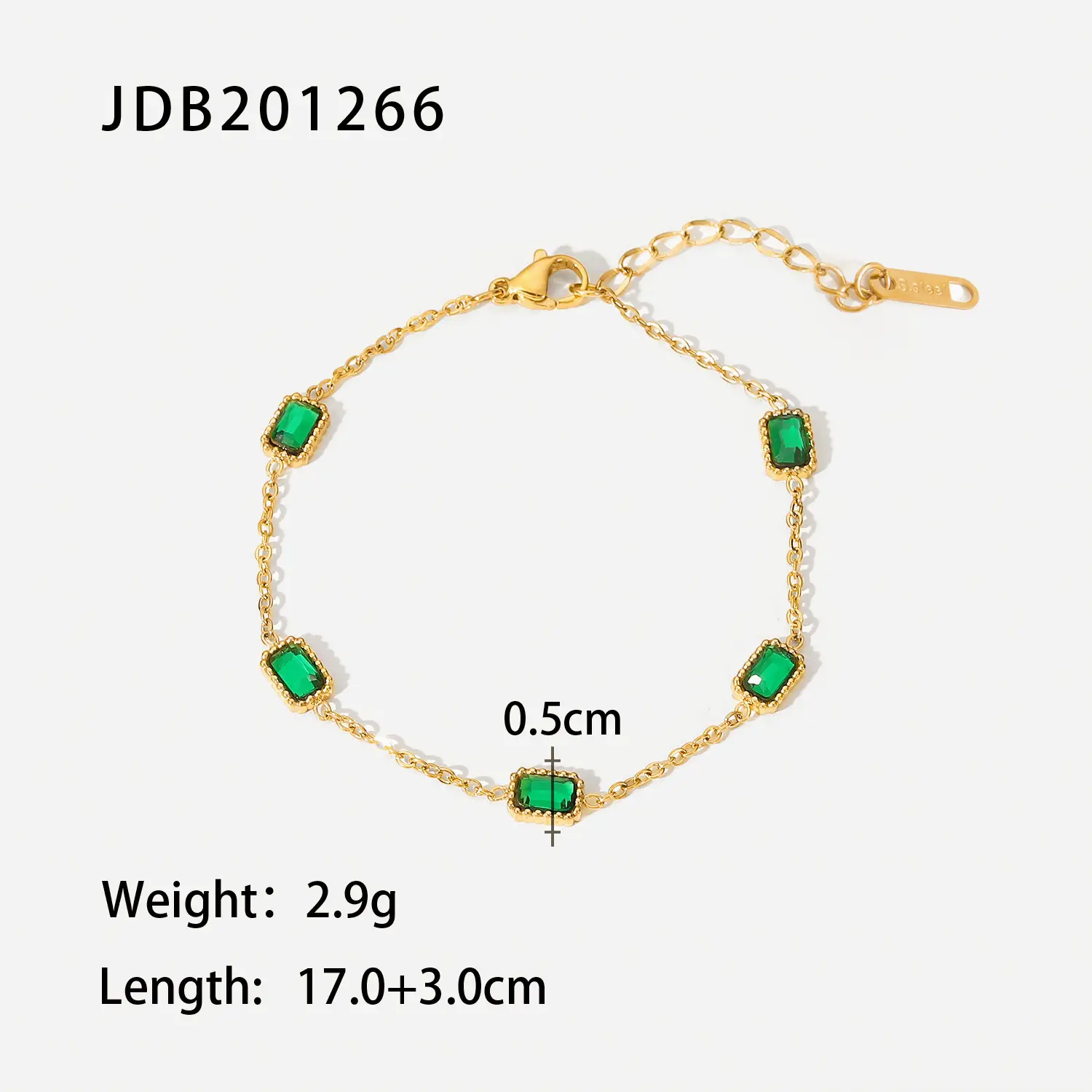 Green Zircon French Style Bracelet 4.2g
