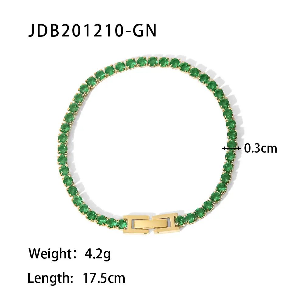 Green Zircon French Style Bracelet 4.2g