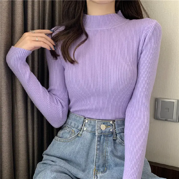 2022 Long-sleeved Pullover All Color Solid Winter Top - Image 12