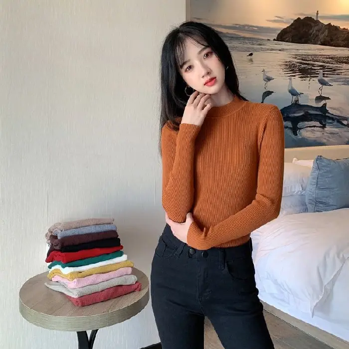 2022 Long-sleeved Pullover All Color Solid Winter Top - Image 6