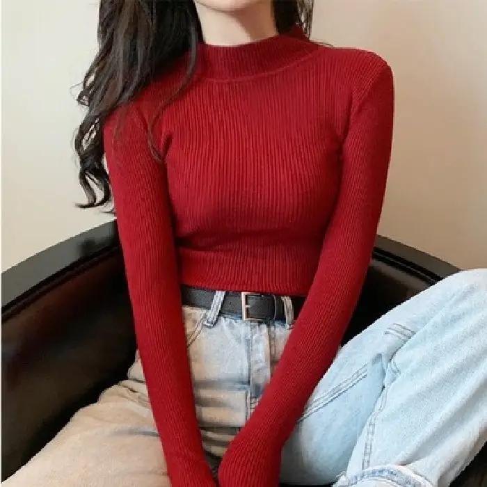 2022 Long-sleeved Pullover All Color Solid Winter Top - Image 7