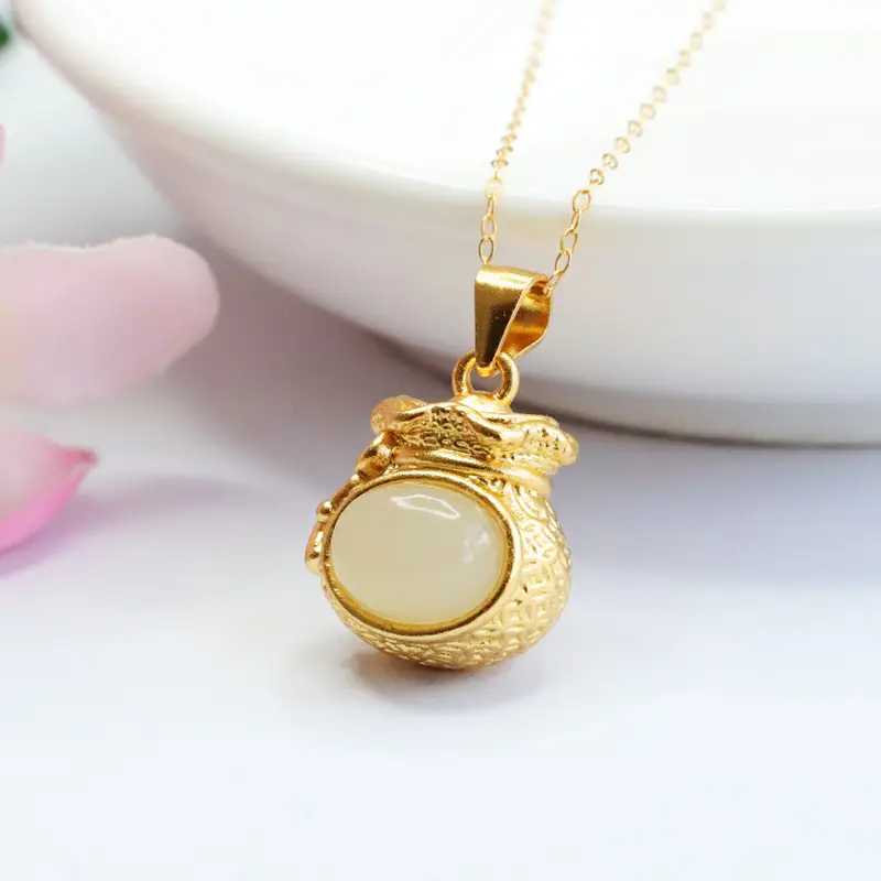 Guan Yu S925 Silver Inlaid Hetian Jade Necklace - Image 3