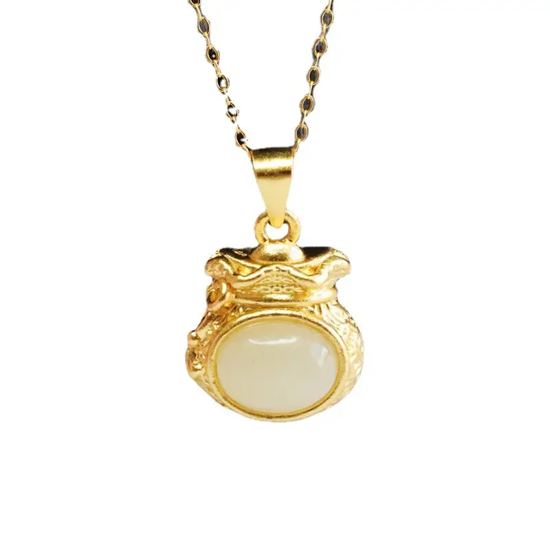 Guan Yu S925 Silver Inlaid Hetian Jade Necklace - Image 6