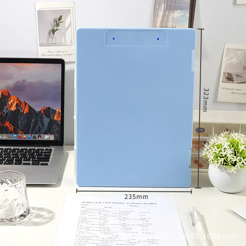 A4 Transparent Storage File Box Blue PP Plastic - Image 3