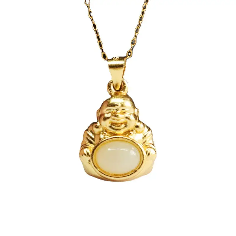 Guan Yu Buddha Pendant S925 Gold White Jade - Image 6