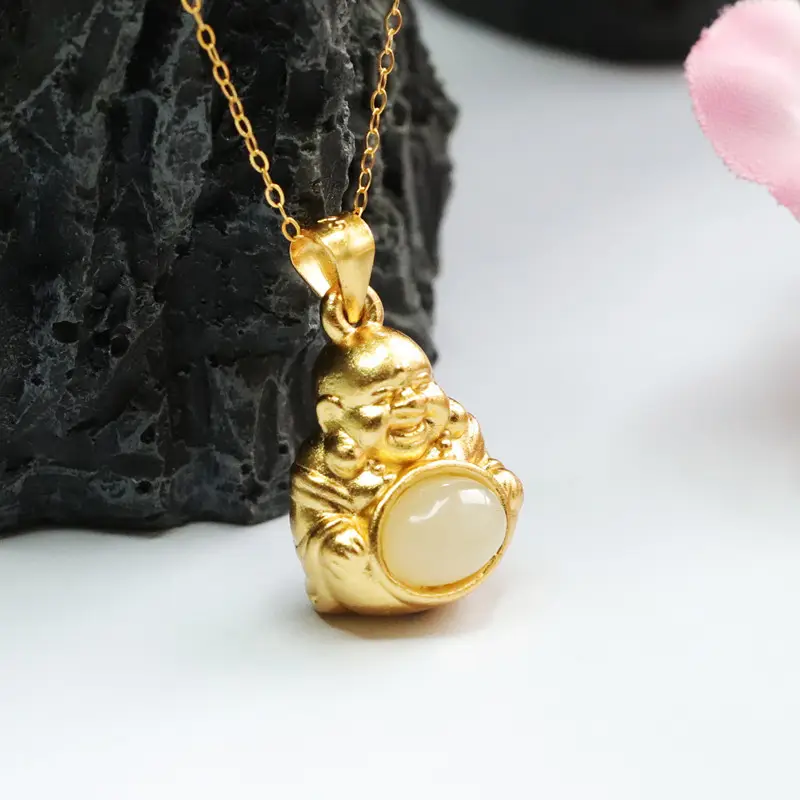Guan Yu Buddha Pendant S925 Gold White Jade — feature 6