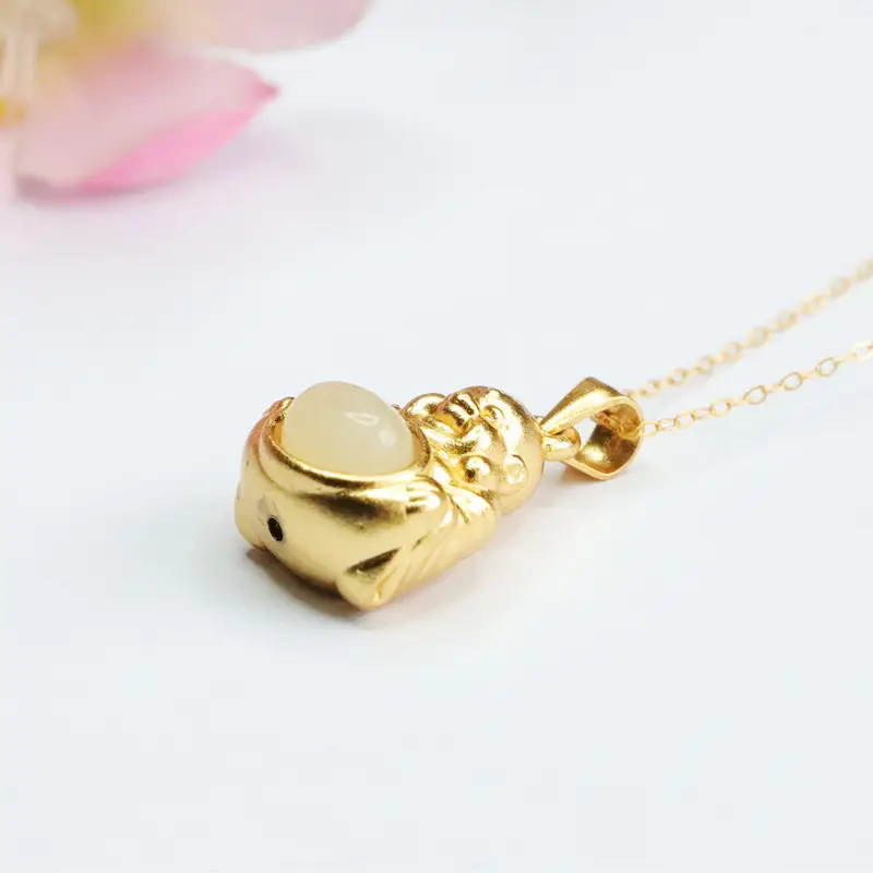 Guan Yu Buddha Pendant S925 Gold White Jade — feature 7