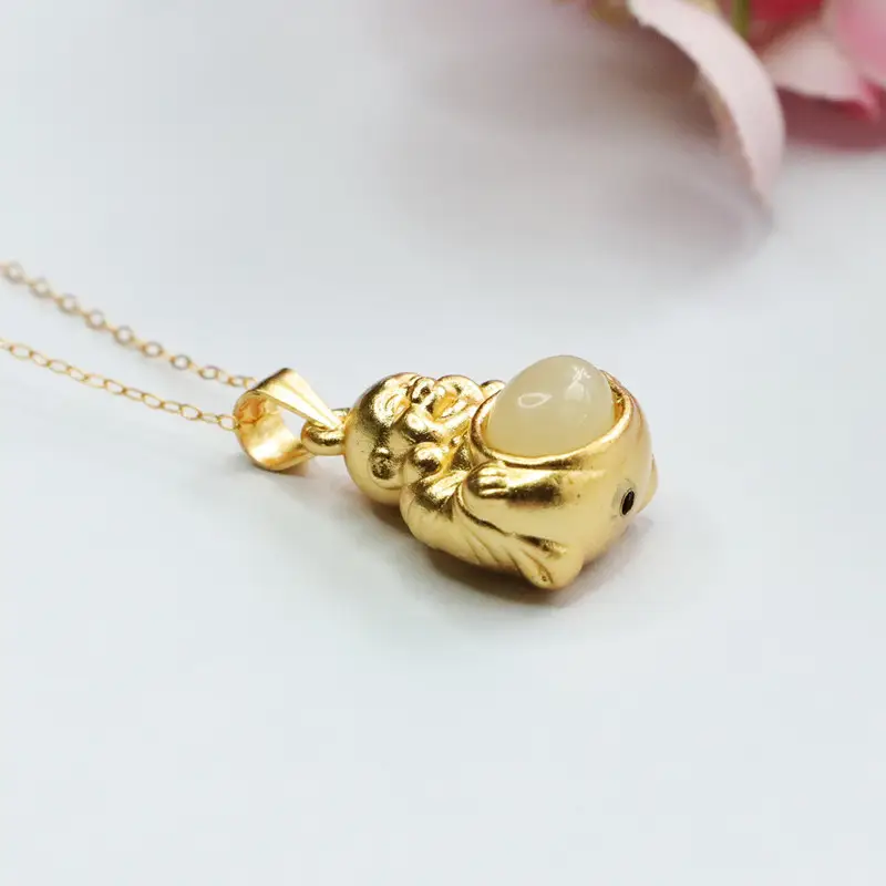 Guan Yu Buddha Pendant S925 Gold White Jade — feature 8