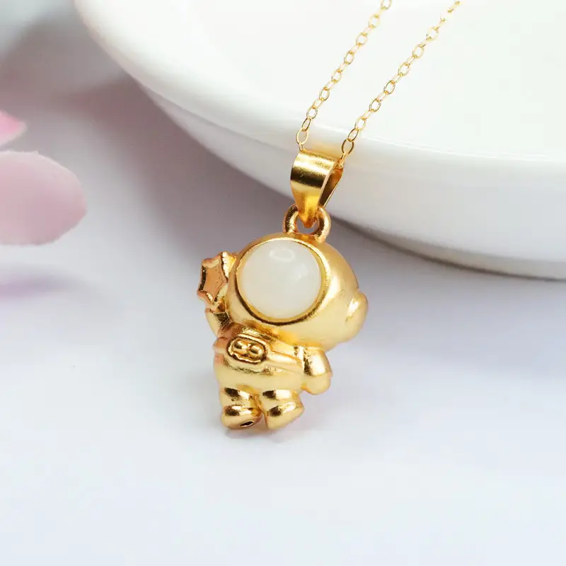 Guan Yu Pendant with Hetian Jade Astronaut Design