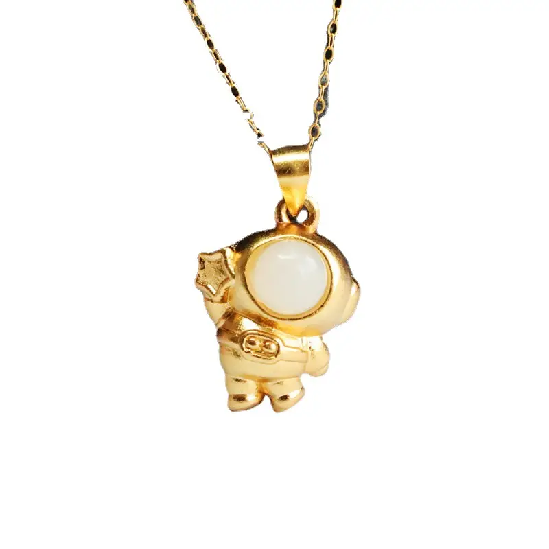 Guan Yu Pendant with Hetian Jade Astronaut Design