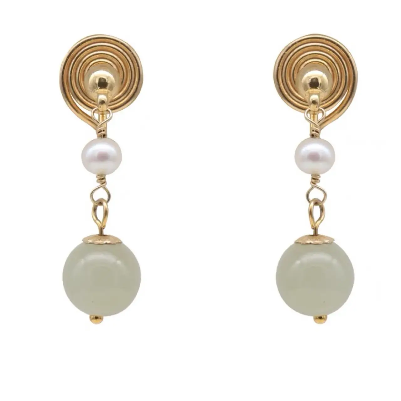 Women Hetian Jade Earrings Round Face Mosquito Coil Ear Clip - Image 5