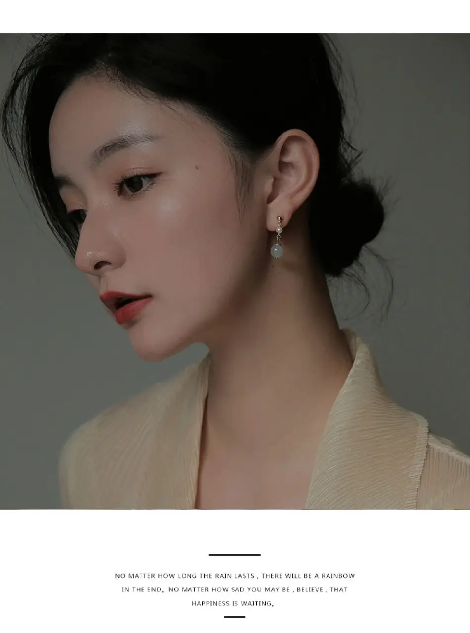 Women Hetian Jade Earrings Round Face Mosquito Coil Ear Clip — feature 10