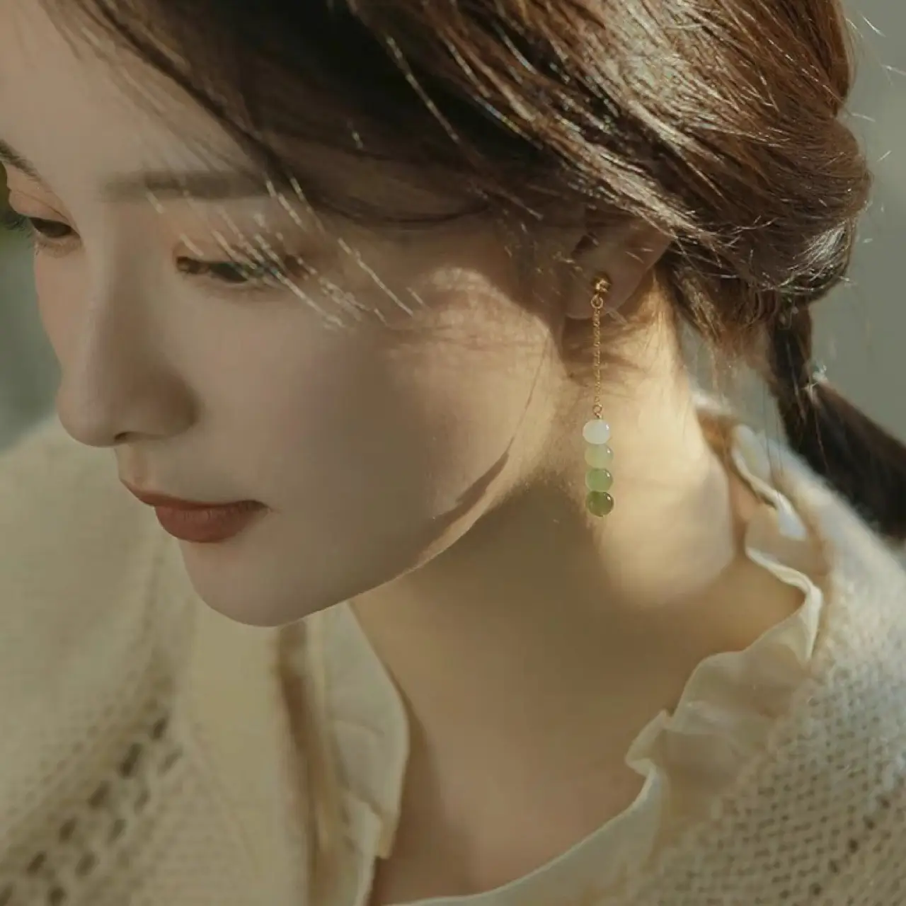 Green Jade Earrings for Women Anti-Drop - Image 3