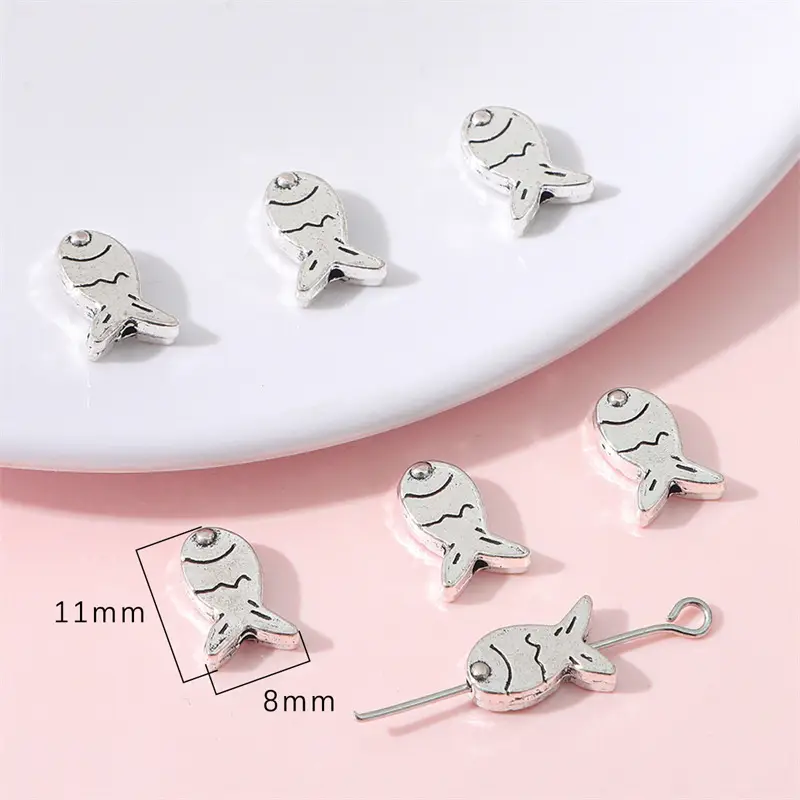 Ancient Silver Fish Bow Metal Accessories DIY Necklace Bracelet Pendant - Image 5