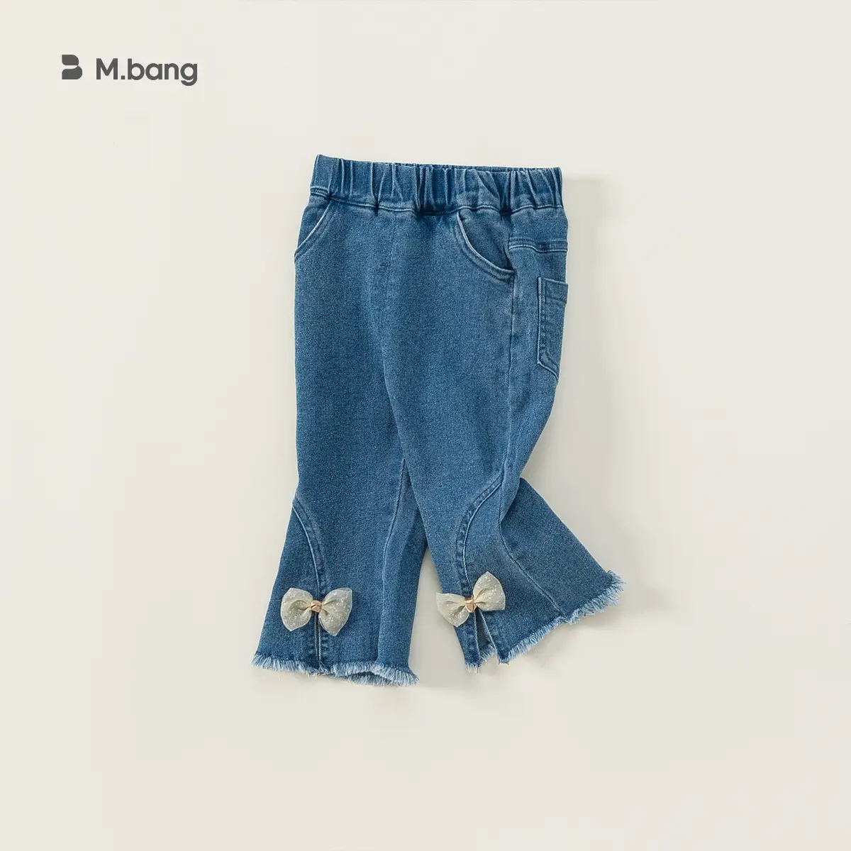 Girls Bow Bell-Bottom Jeans Spring Autumn - Image 4