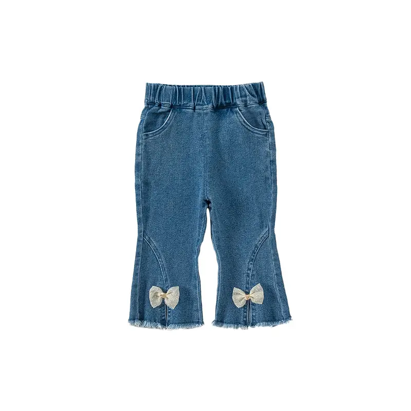 Girls Bow Bell-Bottom Jeans Spring Autumn - Image 7