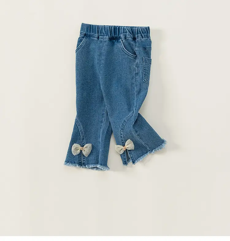 Girls Bow Bell-Bottom Jeans Spring Autumn — feature 4